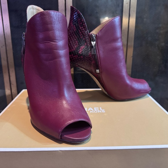 Michael Kors Shoes - Michael Kors Women's Peep Toe Ankle Booties - Burgundy